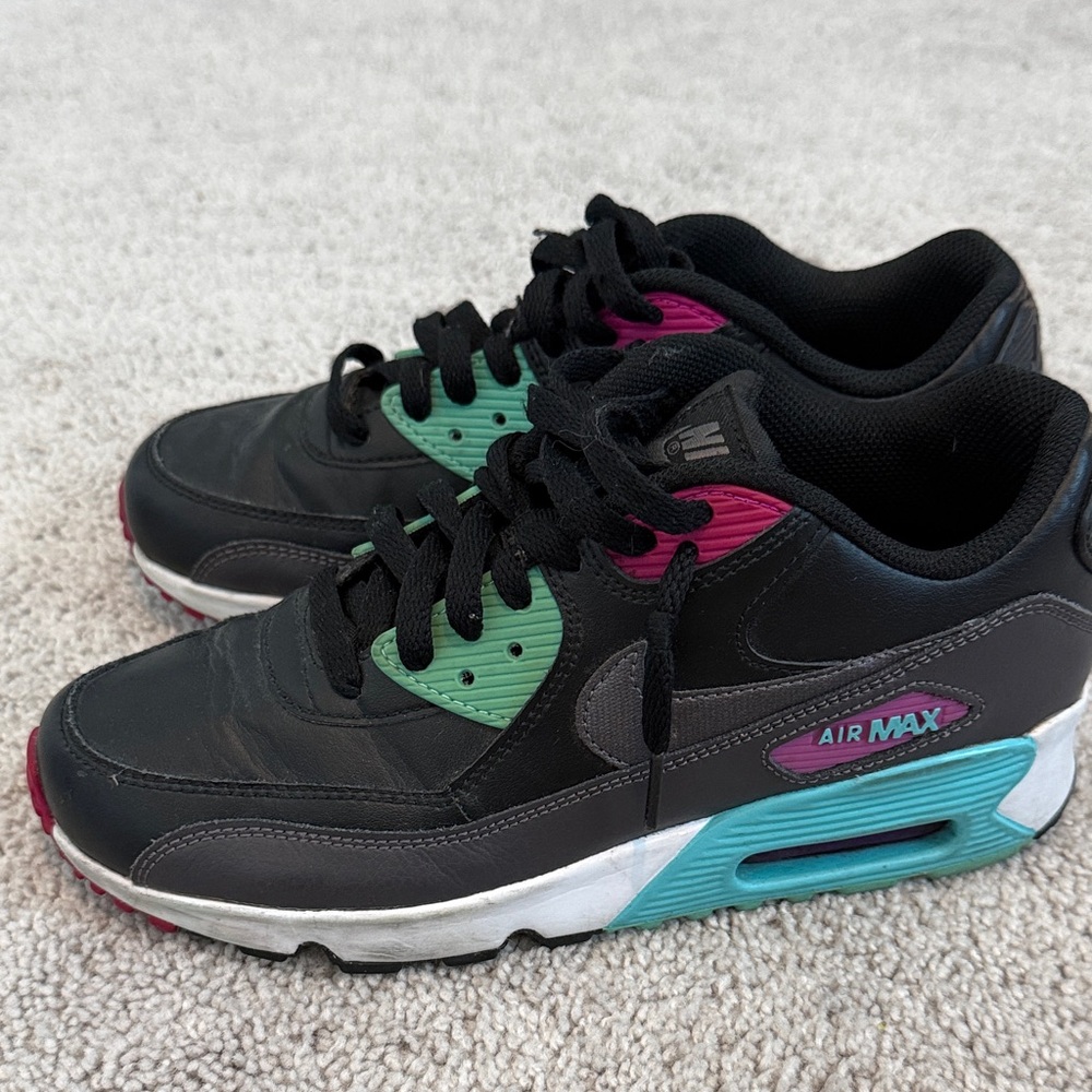 Nike Air Max Black with Green and Pink Highlights
